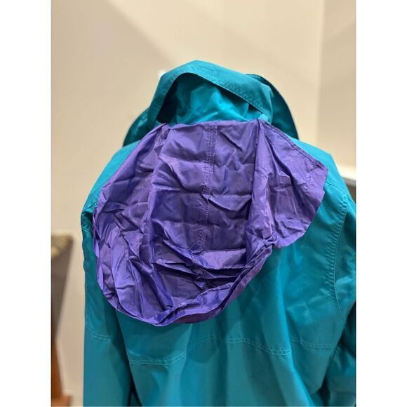 Whitefish Bay M retro 90’s oversized teal-purple nylon lined jacket w-double fro - Picture 4 of 11